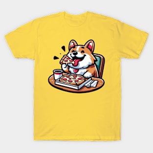 corgi eating pizza T-Shirt